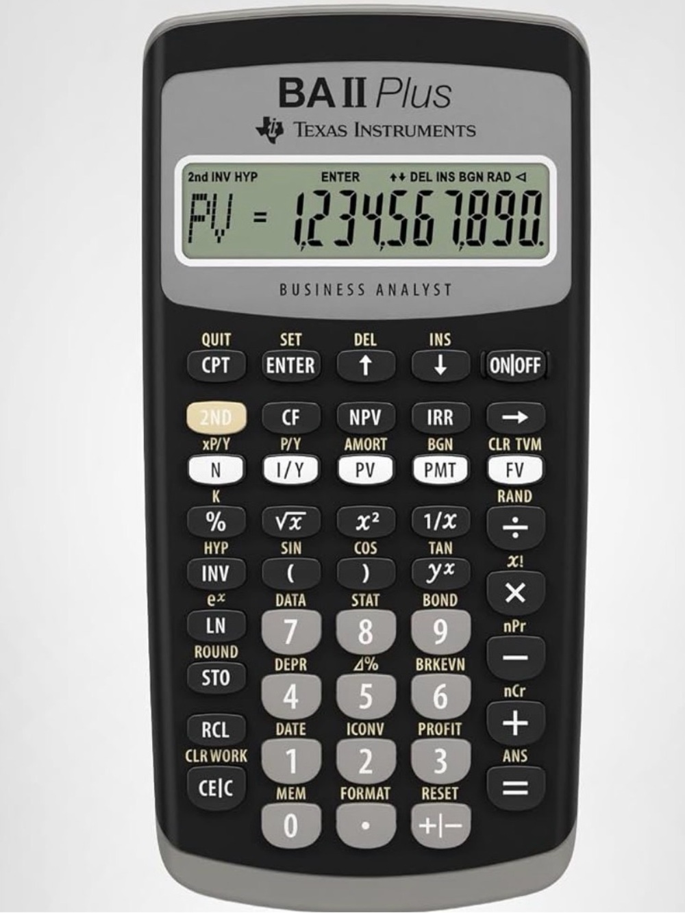 Texas Instruments BA II Plus Financial Calculator - Black and Gray